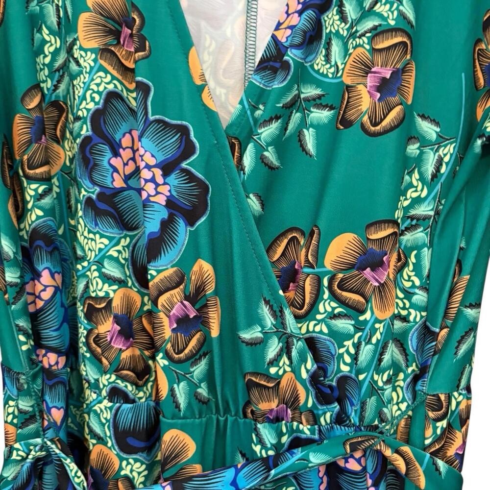 Eloquii Printed Wrap Maxi Dress Size 14 Tropical Resort Vacation Stretch - Picture 6 of 11